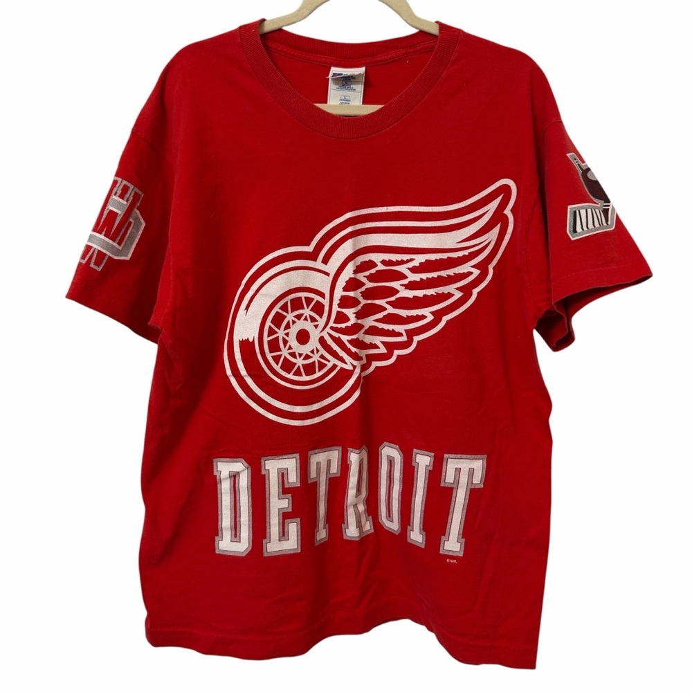 Vintage Detroit Red Wings Shirt Mens Large Red NHL Hockey Pro Player 90s